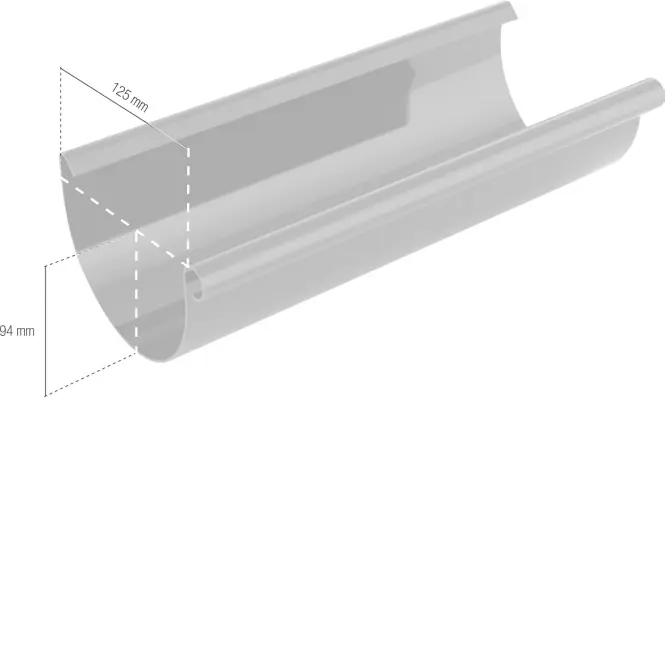 Odkvapový žľab Ø 125 mm plastový dĺžka 2000 mm grafit