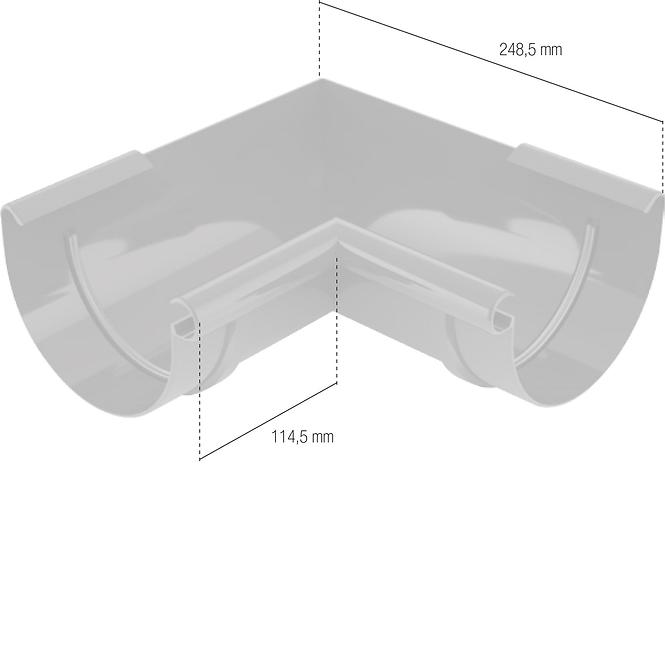 Roh pre odkvapový žľab Bryza vnútorný Ø 125 mm plastový grafit,2