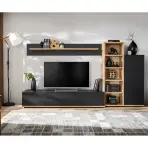 Obývacia stena Silk 3 Rzs Sk3 Dub Ribbeck/Čierna