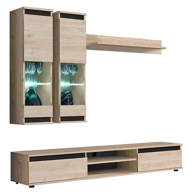 Obývacia stena Modo Hjz Md Hickory Jackson/Čierna,3
