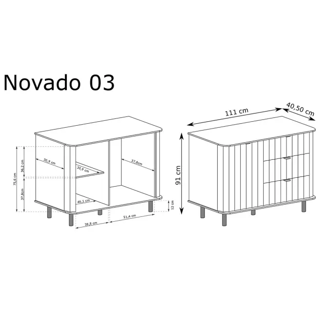 Komoda Novado 3nv 110 Biela klasika,3