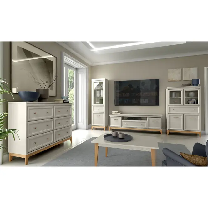 Komoda Windsor 1w 135 kašmír/dub prírodný,8