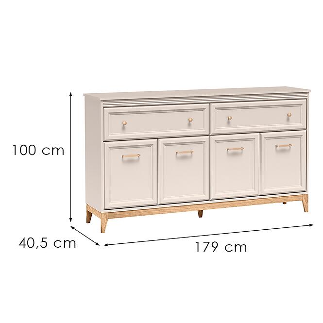 Komoda Windsor 2w 180 kašmír/dub prírodný