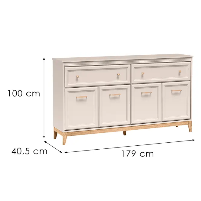 Komoda Windsor 2w 180 kašmír/dub prírodný,2