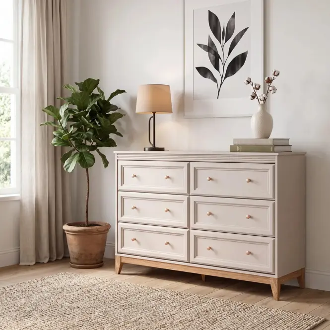 Komoda Windsor 3w 135 kašmír/dub prírodný,9