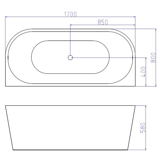 Voľne stojaca vaňa Simple 170x80x58