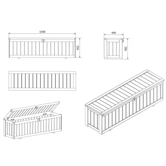 Záhradný box L – 154 x 44 x 48,2 cm,3