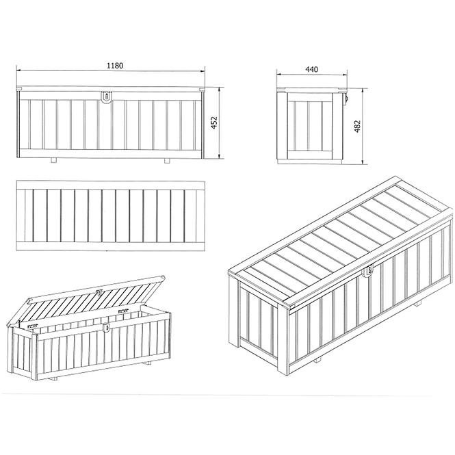 Záhradný box M – 118 x 44 x 48,2 cm