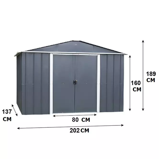 Kovový záhradný domček 65AEYZ 202x137 cm antracit