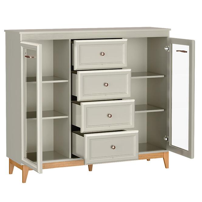 Vitrína nízka Windsor 7w Kašmír/Dub prírodný,3