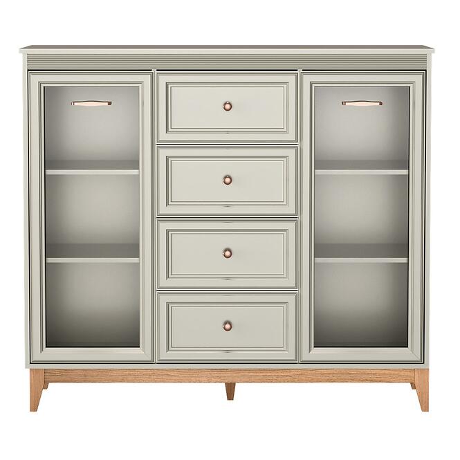 Vitrína nízka Windsor 7w Kašmír/Dub prírodný,4