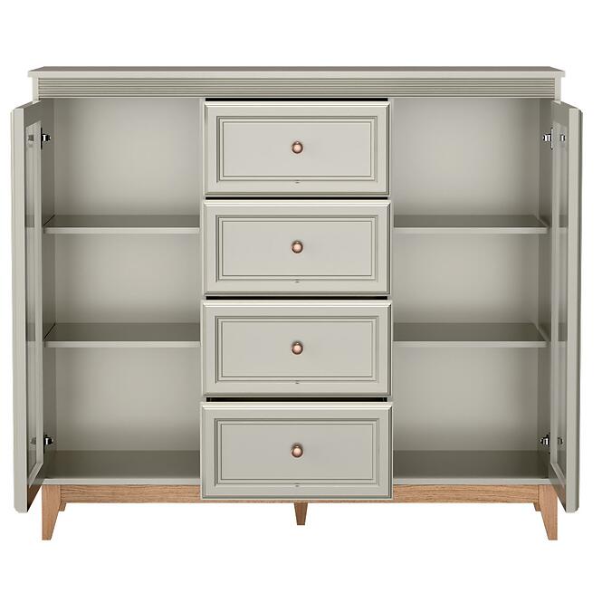 Vitrína nízka Windsor 7w Kašmír/Dub prírodný,5