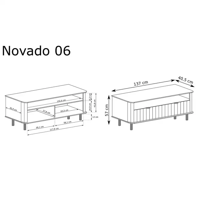 TV stolík Novado 6nv 140 Biela klasika,2