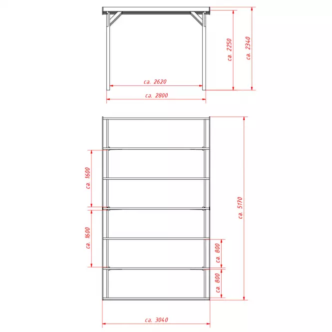 Garážová pergola 3x5x2,53 m