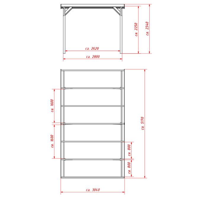 Garážová pergola 3x5x2,53 m