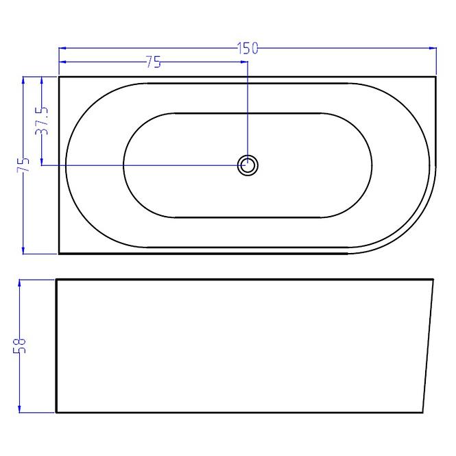 Voľne stojaca vaňa Omega 150x75x58 ľavá