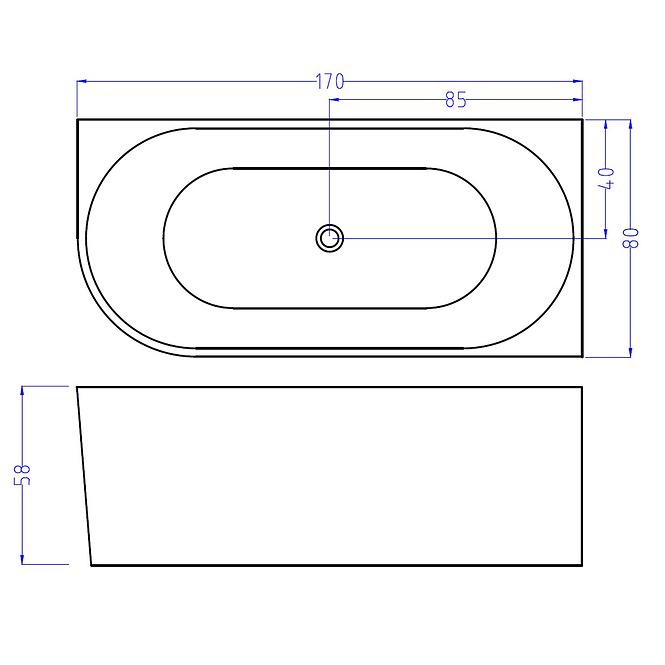 Voľne stojaca vaňa Omega 170x80x58 pravá,3