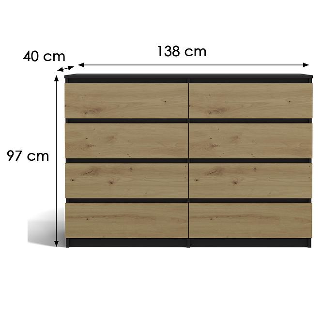 Komoda 140cm 8S M8 Malwa AntracitArtisan,2