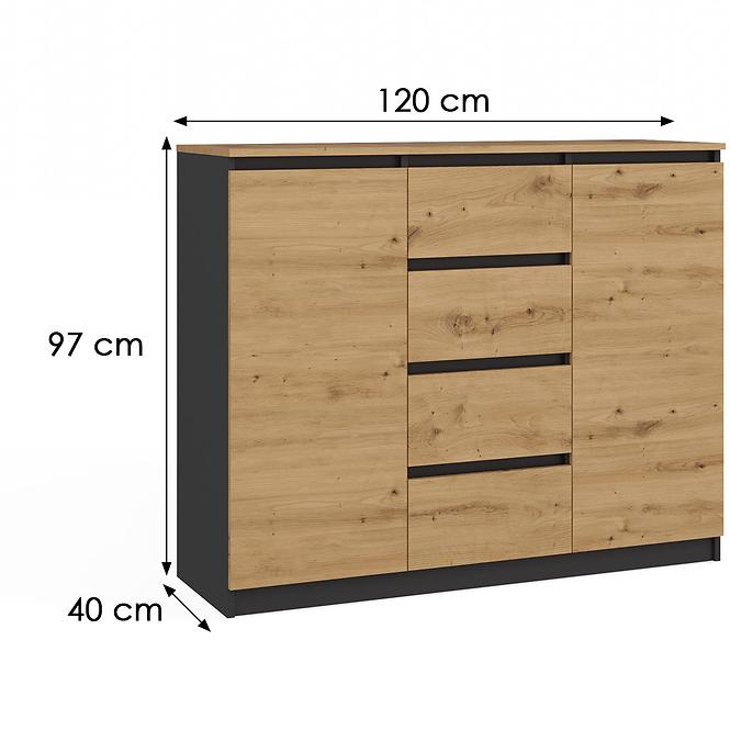 Komoda 2D4S Antracit/Artisan