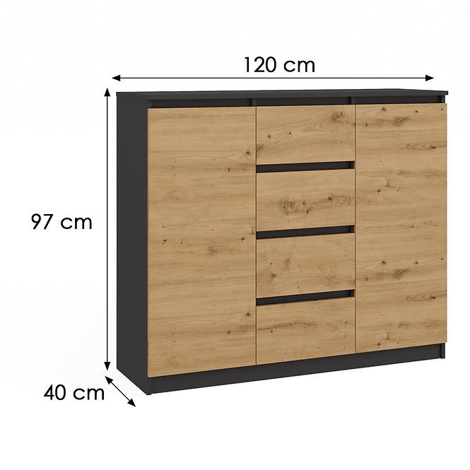 Komoda 2D4S Antracit/Artisan