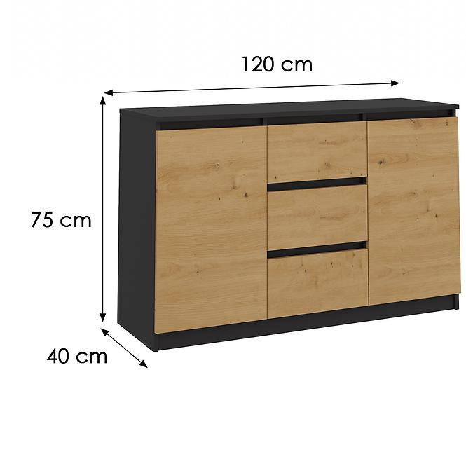 Komoda 2D3S Antracit/Artisan
