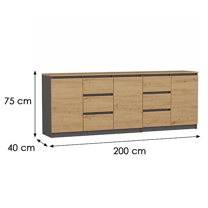 Komoda Costa 1d3s 2d3s Antracit/Artisan,2
