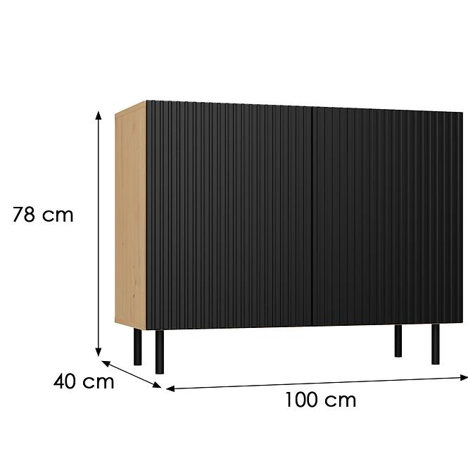 Komoda Kama 2D Slim Artisan/Čierna