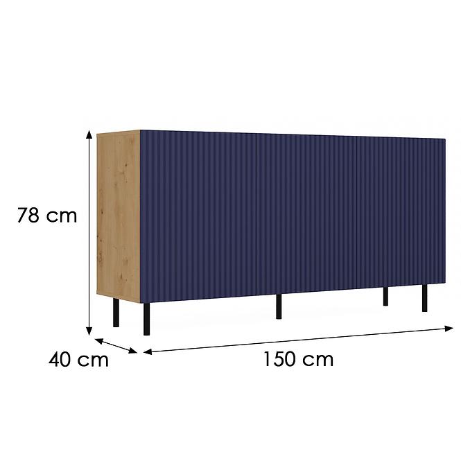 Komoda Kama 3 Drzwi Slim Artisan/Granát