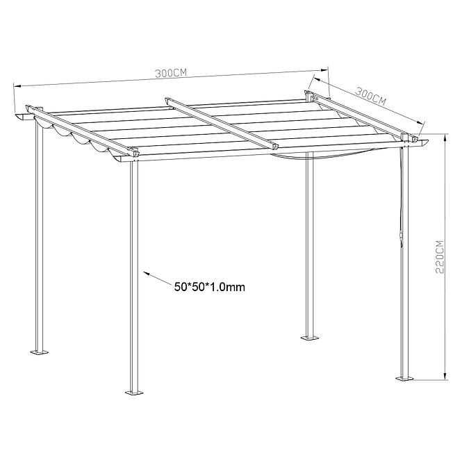 Záhradný pavilón / pergola 2,6x2,6x2,2 m béžová,2
