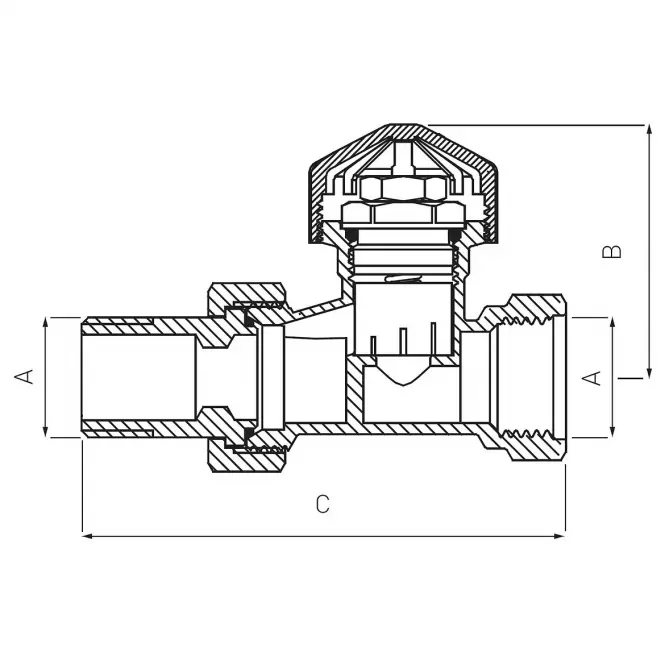 Termostatický ventil priamy 1/2” s prednastavením ZT2Y