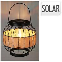 Solárny lampáš čierny 24x24cm ratan
