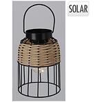 Solárny lampáš čierny 14,5 × 20 cm ratan