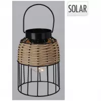 Solárny lampáš čierny 14,5x20cm ratan