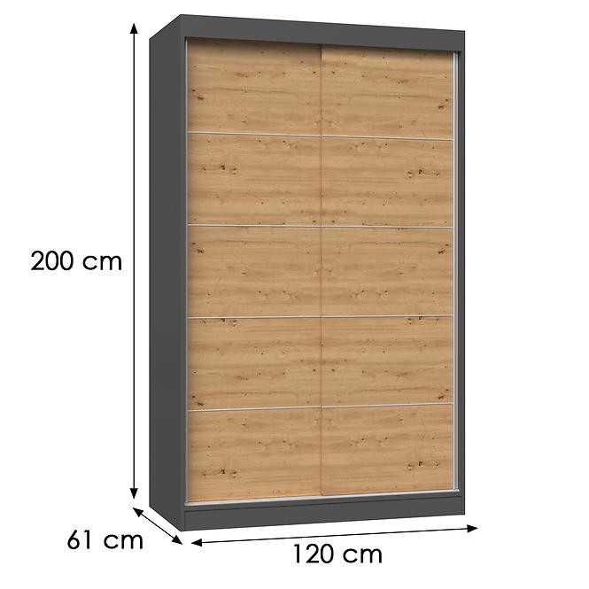 Skriňa Iga 120 Antracitt Artisan C  Kpl,2