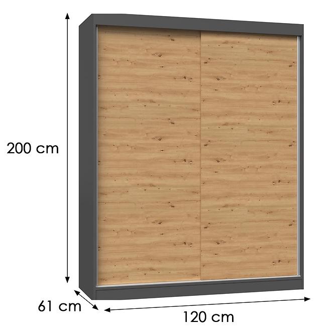 Skriňa Iga 160 Antracitt/Artisan B - bez zrkadla,2