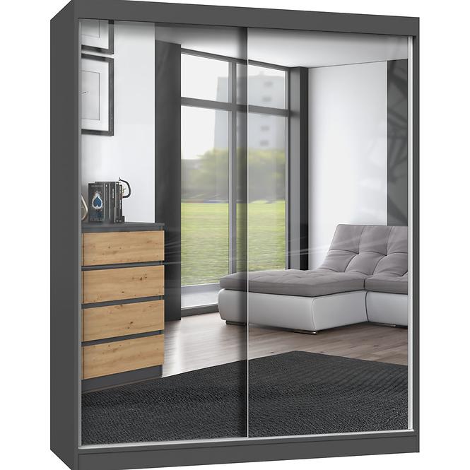 Skriňa Iga 160 Antracitt/Artisan A – zrkadlo