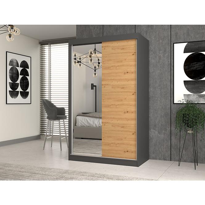 Skriňa Iga 120 Antracitt Artisan A/B - zrkadlo/bez zrkadla,3