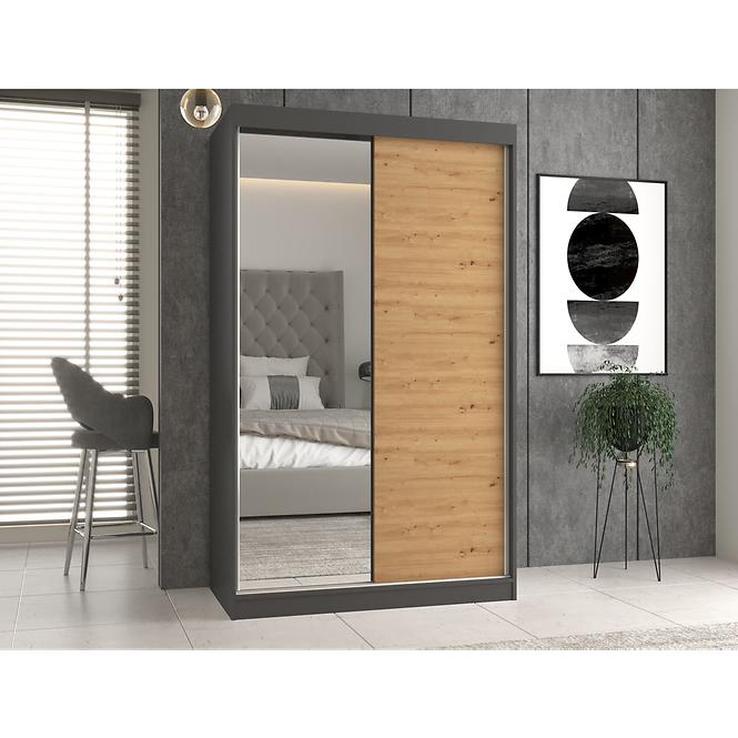 Skriňa Iga 120 Antracitt Artisan A/B - zrkadlo/bez zrkadla,4