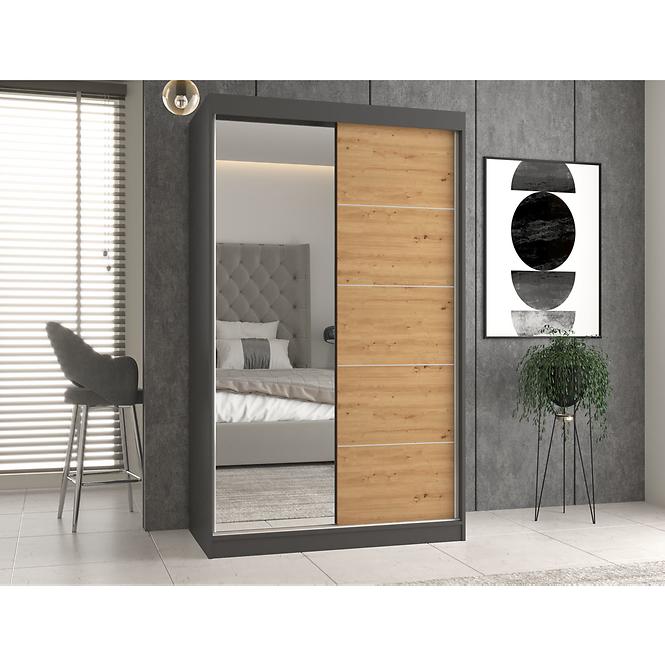 Skriňa Iga 120 Antracitt Artisan A/C- zrkadlo,4