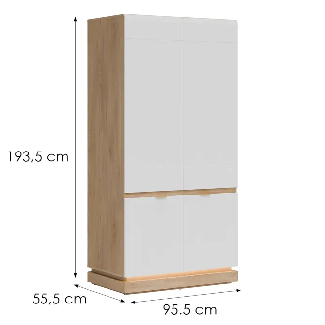 Skriňa Milton 95,5cm-dub/biela, dvojdverová,2
