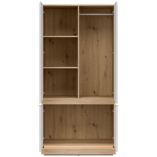 Skriňa Milton 95,5cm-dub/biela, dvojdverová,6