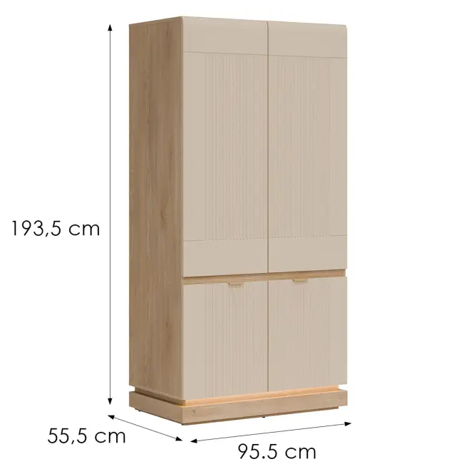 Skriňa Milton 95,5cm-dub/krémová, dvojdverová,2