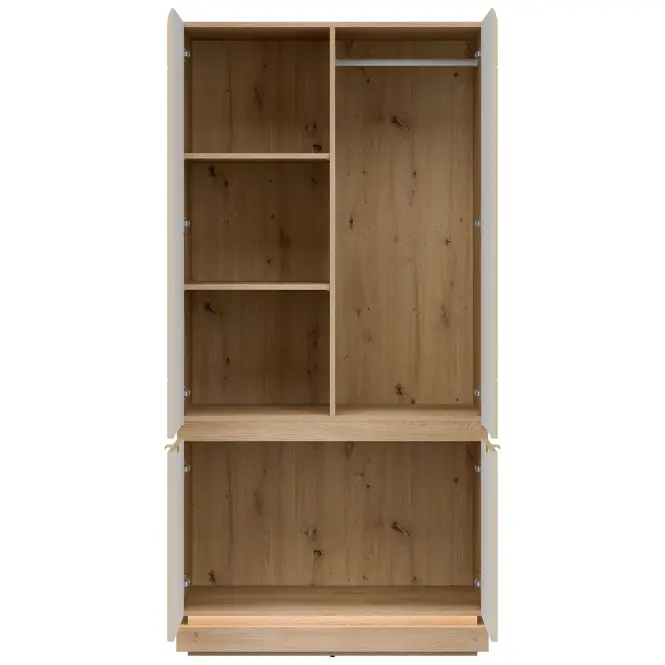 Skriňa Milton 95,5cm-dub/krémová, dvojdverová,6