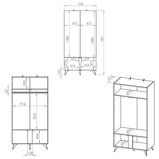Skriňa Toscania 01 Dub /popol Čierna/Sklo,5