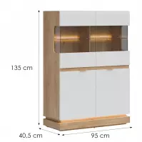 Vitrína Nízka Milton Ml04 Dub Crem Torro Biela