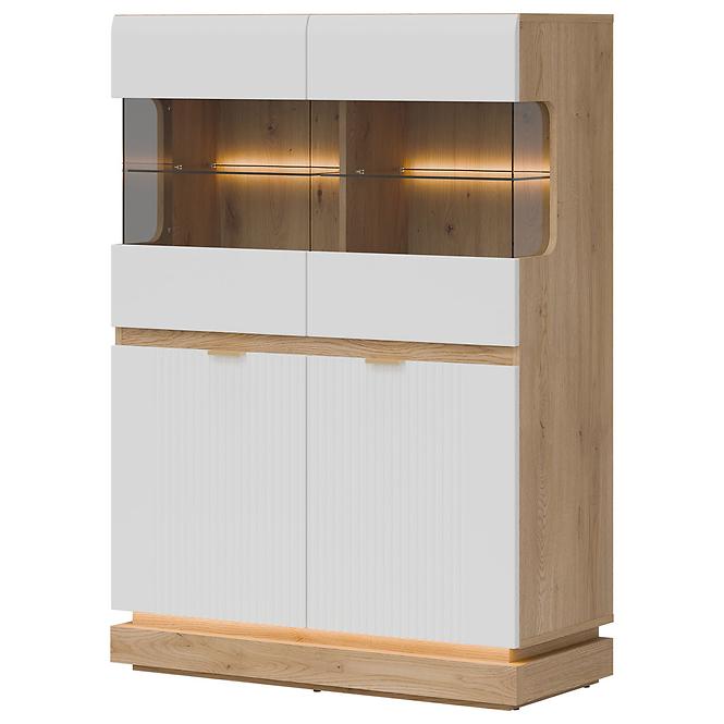 Vitrína Nízka Milton Ml04 Dub Crem Torro Biela,2