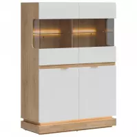 Vitrína Nízka Milton Ml04 Dub Crem Torro Biela