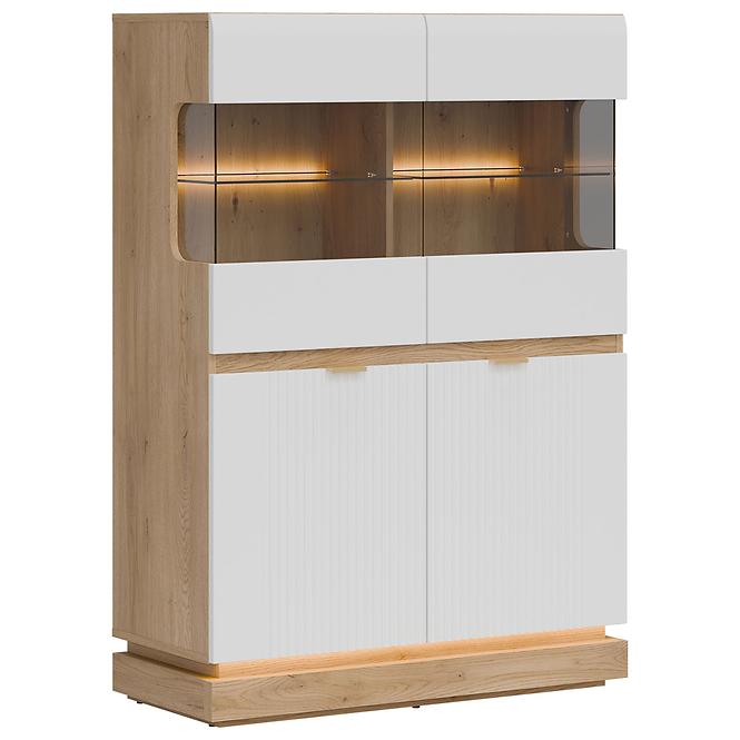Vitrína Nízka Milton Ml04 Dub Crem Torro Biela,6