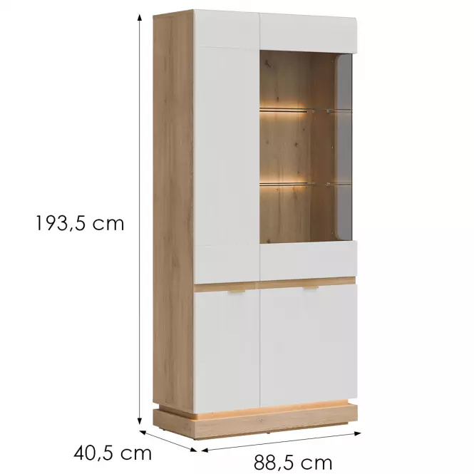 Vitrína Milton Ml06 Dub Crem Torro Biela,2