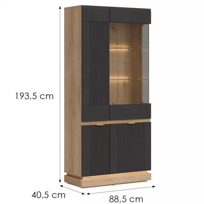 Vitrína Milton Ml06 Dub Crem Torro  Antracit,2